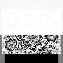 Black Floral Damasks Pattern Baroque Style Rectangular Jigsaw Puzzl by Dushan