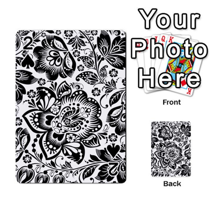 Black Floral Damasks Pattern Baroque Style Playing Cards 54 Designs 