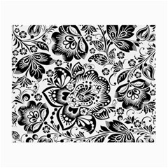 Black Floral Damasks Pattern Baroque Style Small Glasses Cloth (2-side) by Dushan