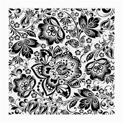 Black Floral Damasks Pattern Baroque Style Medium Glasses Cloth by Dushan