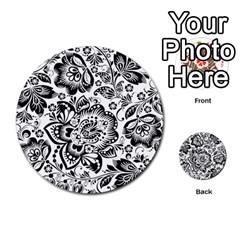 Black Floral Damasks Pattern Baroque Style Multi-purpose Cards (round) 