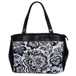 Black Floral Damasks Pattern Baroque Style Office Handbags Front