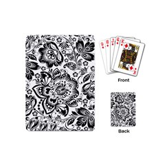 Black Floral Damasks Pattern Baroque Style Playing Cards (mini)  by Dushan