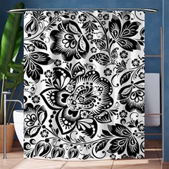 Black Floral Damasks Pattern Baroque Style Shower Curtain 60  X 72  (medium)  by Dushan