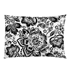 Black Floral Damasks Pattern Baroque Style Pillow Cases (two Sides) by Dushan