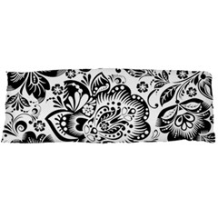 Black Floral Damasks Pattern Baroque Style Body Pillow Cases Dakimakura (two Sides)  by Dushan