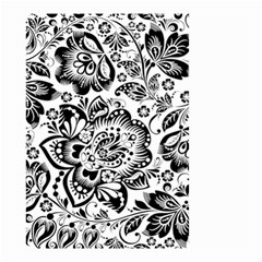 Black Floral Damasks Pattern Baroque Style Small Garden Flag (two Sides) by Dushan