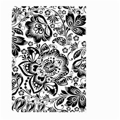 Black Floral Damasks Pattern Baroque Style Large Garden Flag (two Sides) by Dushan