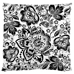 Black Floral Damasks Pattern Baroque Style Large Cushion Cases (one Side)  by Dushan