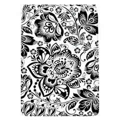 Black Floral Damasks Pattern Baroque Style Flap Covers (l)  by Dushan