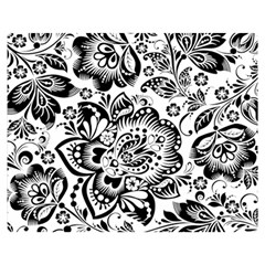 Black Floral Damasks Pattern Baroque Style Double Sided Flano Blanket (medium)  by Dushan