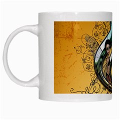 Music, Clef With Fairy And Floral Elements White Mugs by FantasyWorld7