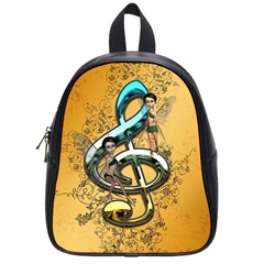 Music, Clef With Fairy And Floral Elements School Bags (small)  by FantasyWorld7