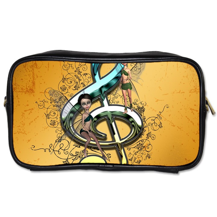 Music, Clef With Fairy And Floral Elements Toiletries Bags