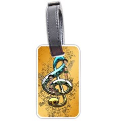 Music, Clef With Fairy And Floral Elements Luggage Tags (one Side)  by FantasyWorld7