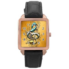 Music, Clef With Fairy And Floral Elements Rose Gold Watches by FantasyWorld7