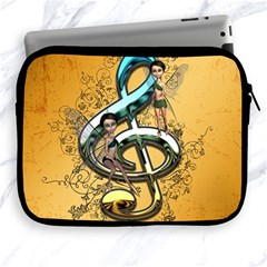 Music, Clef With Fairy And Floral Elements Apple Ipad 2/3/4 Zipper Cases by FantasyWorld7