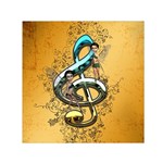 Music, Clef With Fairy And Floral Elements Small Satin Scarf (Square)  Front