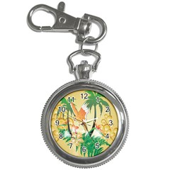 Funny Budgies With Palm And Flower Key Chain Watches by FantasyWorld7