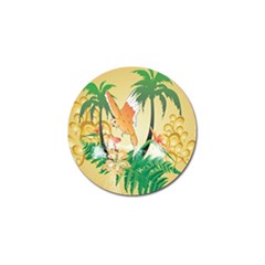 Funny Budgies With Palm And Flower Golf Ball Marker (4 Pack) by FantasyWorld7