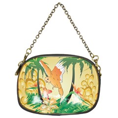 Funny Budgies With Palm And Flower Chain Purses (two Sides)  by FantasyWorld7