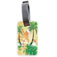 Funny Budgies With Palm And Flower Luggage Tags (two Sides) by FantasyWorld7