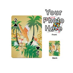 Funny Budgies With Palm And Flower Playing Cards 54 (mini)  by FantasyWorld7