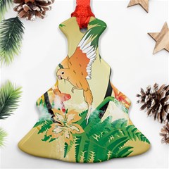 Funny Budgies With Palm And Flower Christmas Tree Ornament (2 Sides)