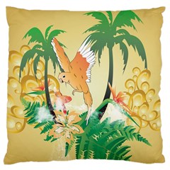 Funny Budgies With Palm And Flower Standard Flano Cushion Cases (two Sides)  by FantasyWorld7