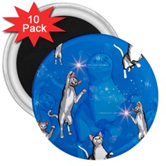 Funny, Cute Playing Cats With Stras 3  Magnets (10 Pack)  by FantasyWorld7