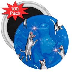 Funny, Cute Playing Cats With Stras 3  Magnets (100 Pack) by FantasyWorld7