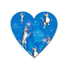 Funny, Cute Playing Cats With Stras Heart Magnet by FantasyWorld7