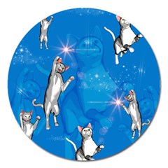 Funny, Cute Playing Cats With Stras Magnet 5  (round) by FantasyWorld7