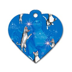 Funny, Cute Playing Cats With Stras Dog Tag Heart (one Side) by FantasyWorld7