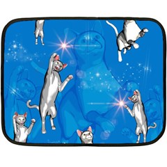 Funny, Cute Playing Cats With Stras Fleece Blanket (mini) by FantasyWorld7