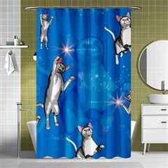 Funny, Cute Playing Cats With Stras Shower Curtain 48  X 72  (small)  by FantasyWorld7