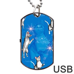 Funny, Cute Playing Cats With Stras Dog Tag Usb Flash (two Sides)  by FantasyWorld7