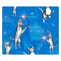 Funny, Cute Playing Cats With Stras Double Sided Flano Blanket (small)  by FantasyWorld7