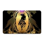 Lion Silhouette With Flame On Golden Shield Magnet (Rectangular) Front