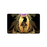 Lion Silhouette With Flame On Golden Shield Magnet (Name Card) Front