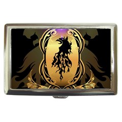 Lion Silhouette With Flame On Golden Shield Cigarette Money Cases by FantasyWorld7