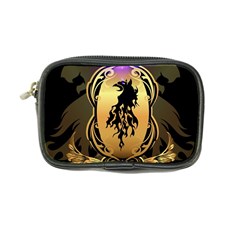 Lion Silhouette With Flame On Golden Shield Coin Purse by FantasyWorld7