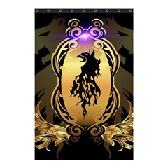 Lion Silhouette With Flame On Golden Shield Shower Curtain 48  X 72  (small)  by FantasyWorld7