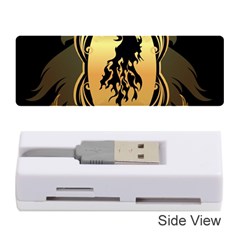 Lion Silhouette With Flame On Golden Shield Memory Card Reader (stick)  by FantasyWorld7