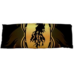 Lion Silhouette With Flame On Golden Shield Body Pillow Cases (dakimakura)  by FantasyWorld7