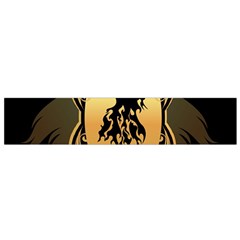 Lion Silhouette With Flame On Golden Shield Flano Scarf (small)  by FantasyWorld7