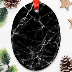 Black Marble Stone Pattern Ornament (oval)  by Dushan