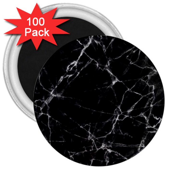 Black marble Stone pattern 3  Magnets (100 pack)