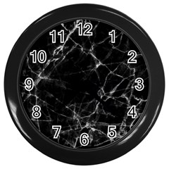 Black Marble Stone Pattern Wall Clocks (black) by Dushan