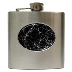 Black Marble Stone Pattern Hip Flask (6 Oz) by Dushan